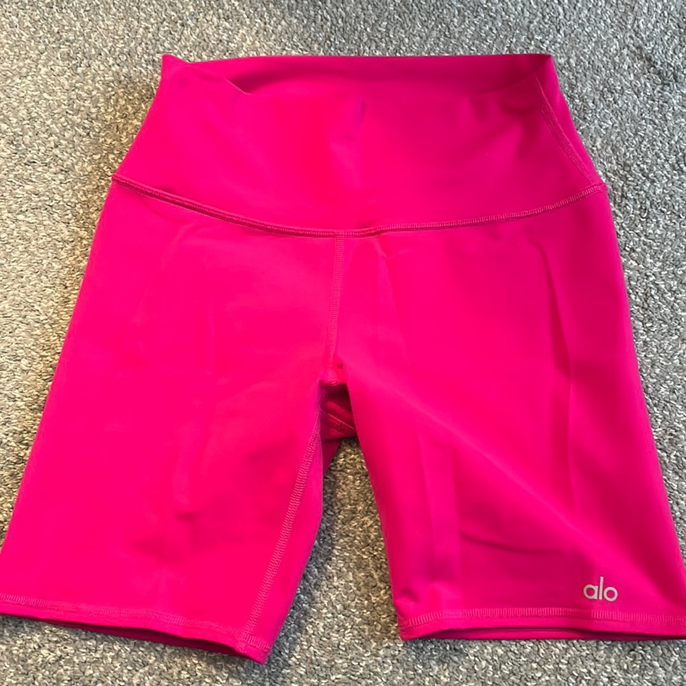 Alo neon pink biker shorts